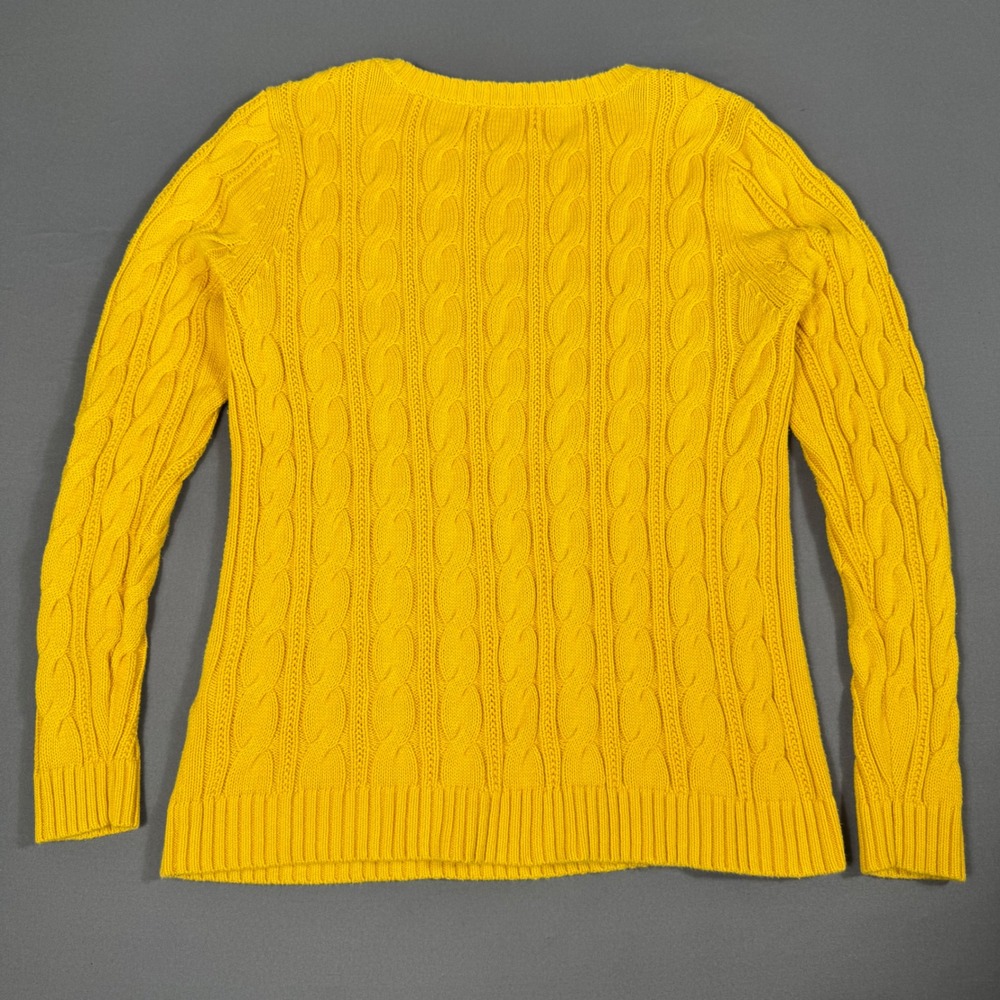 Lands' End Sweater Yellow Women's Medium 100% Cotton Excellent - Picture 8 of 9